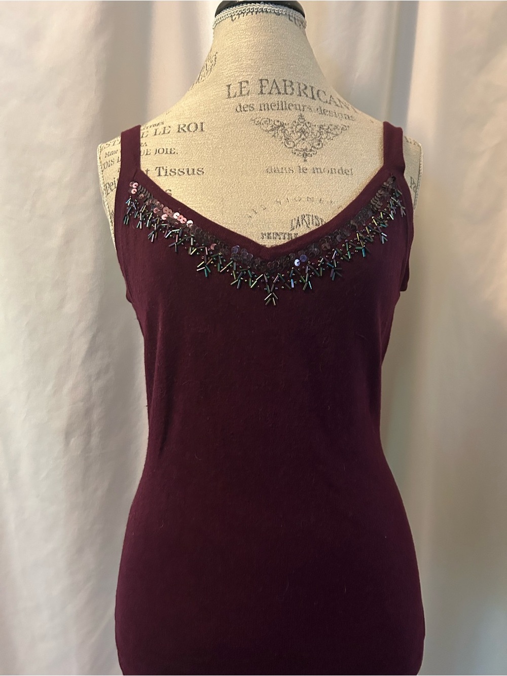 Plum Beaded & Sequined Bolero And Tank Set - Picture 4 of 7